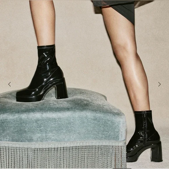 NWT Jimmy Choo Black Stretch Patent Fabric Ankle Boots- Hadi AB - Picture 7 of 11